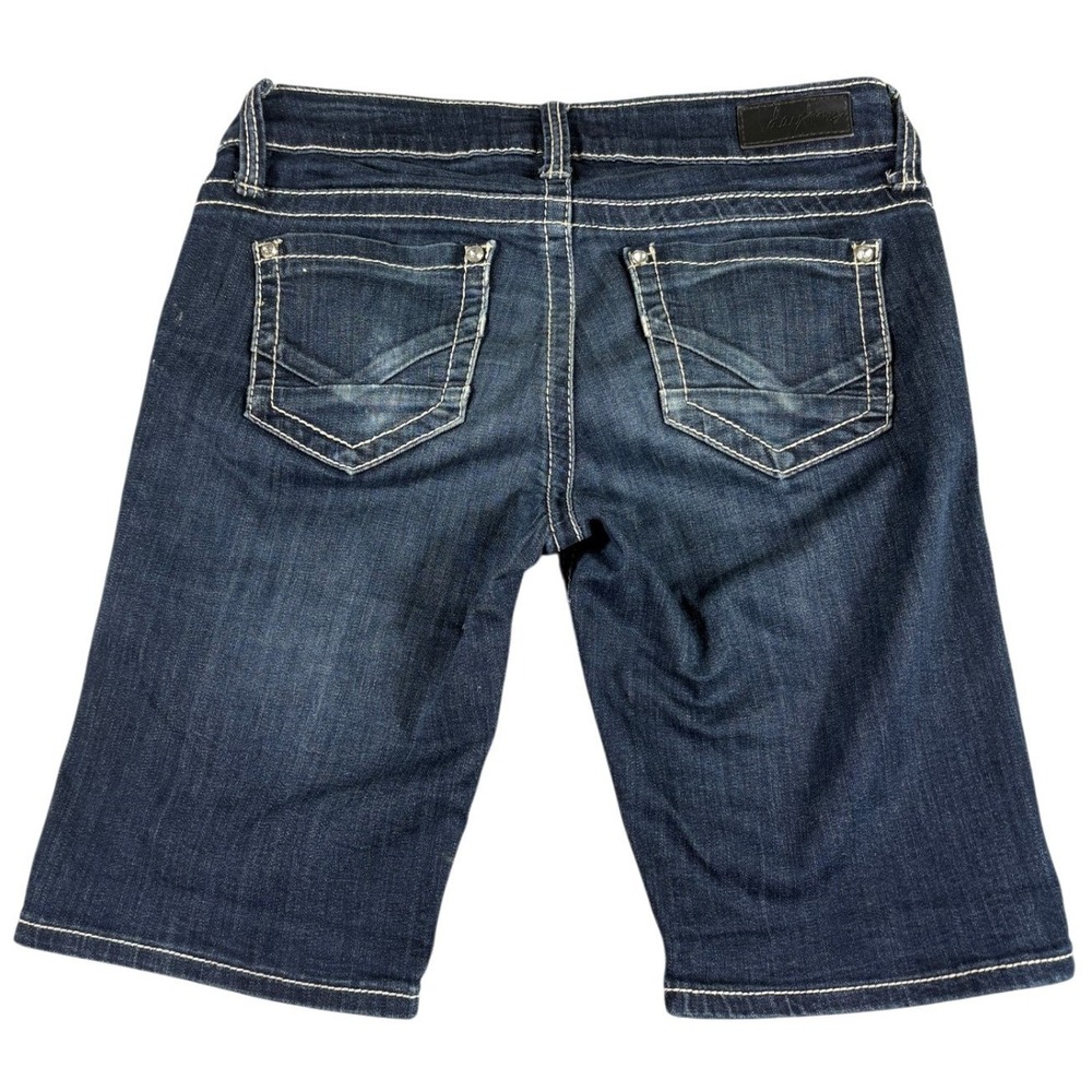 Daytrip Virgo Bermuda Shorts Womens 26 Blue Denim Dark Washed Mid Rise Stretch - Picture 2 of 7